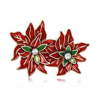 Red poinsettia flowers shown from the front