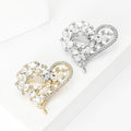 Open Heart Floral Crystal Brooch In Gold And Silver Tones view 3