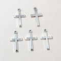 Antique Silver Tone Cross Pendants with Floral Cutout Details view 3