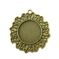 Antique Bronze Floral Round Cabochon Pendant Setting view 1