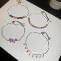 Silver Multicolor Crystal Charm Bracelets Adjustable Set view 2