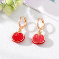 Gold Tone Colorful Enamel Fruit Huggie Drop Earrings view 5