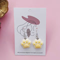 Silver Tone Colorful Cat Paw Resin Hook Earrings in Seven Colors view 3