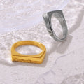 Rectangular Mountain Relief Signet Rings Gold and Steel Finishes view 4