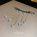 Iridescent Crystal Barrette With Five Bead And Chain Drops view 4