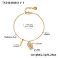 Gold Stainless Steel Pave Cat Fishbone Bracelet And Necklace view 6