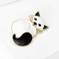 Black And White Fox Brooch In 1 Style With Enamel And Crystal Details view 2