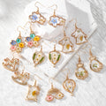 Gold Resin Dried Flower Drop Earrings Mixed Shapes 9 Styles view 1