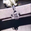 Silver Twisted Flower Clear CZ Pendant Necklace Chain view 1