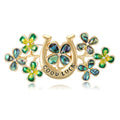 Horseshoe And Clover Brooch Decorative Lapel Pin For Jackets And Scarves view 1