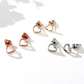 Open Heart Outline Stud Earrings Silver Gold Rose Metal view 4