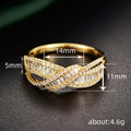 Gold Crossed Baguette Pavé Clear Stone Ring Sizes 6-10 view 4