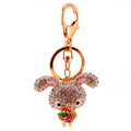 Rhinestone Rabbit Keychain With Carrot, Split Ring And Lobster Clasp view 5