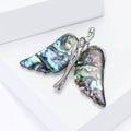 Abalone Shell Angel Wing Brooch with Detailed Metal-tone Finish view 3