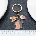 Autumn Squirrel Acorn Harvest Wagon Enamel Charm Keychain view 3