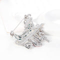 Green Silver Tone Flower Crystal Enamel Metal Brooch Pin 4.1 x 4.4 cm view 4