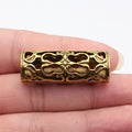 Openwork Filigree Long Tube Metal Beads in Two Finishes view 3
