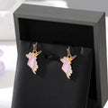 Gold Tone Pink Unicorn Enamel Necklace and Hook Earring Options view 3