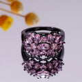 Purple Marquise Floral Cluster Ring In Dark Metal Tone view 2