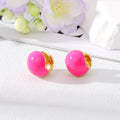 Gold Tone Colorful Chunky Ball Stud Earrings in Three Colors view 2