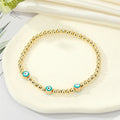 Gold Tone Beaded Multicolor Evil Eye Stretch Bracelets view 5