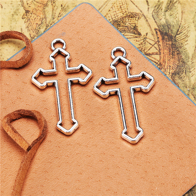 38x22mm Openwork 3D Cross Alloy Charm Pendant