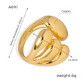 Gold Open Statement Rings Interwoven Pad and Multi Ridge view 7