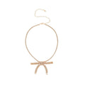 Crystal Bow Pendant Necklaces in Gold and Silver Tones view 5
