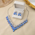 Five Color Marquise Fringe Necklace and Earring Jewelry Sets view 8