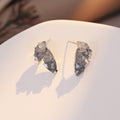 Gray Blue Faceted Look Angular Cluster Small Stud Earrings view 1