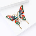 Floral Enamel Butterfly Brooch with Pearl Drop Details view 4