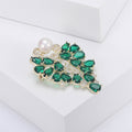 Crystal Leaf Cluster Brooch with White Pearl Accent in Two Colors view 5