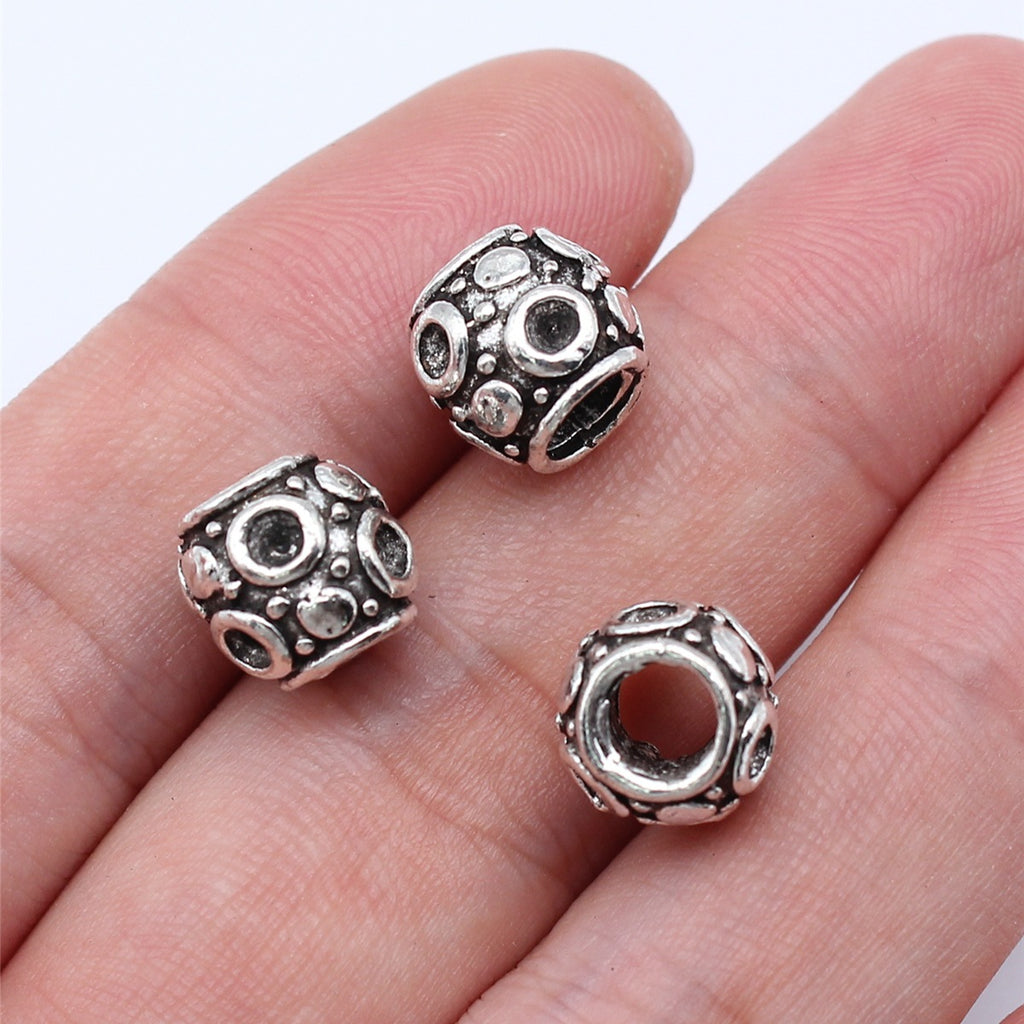 10x10mm 2.3g Antique Silver Zinc Alloy Spacer Large Hole Beads for Bracelet Necklace DIY Making