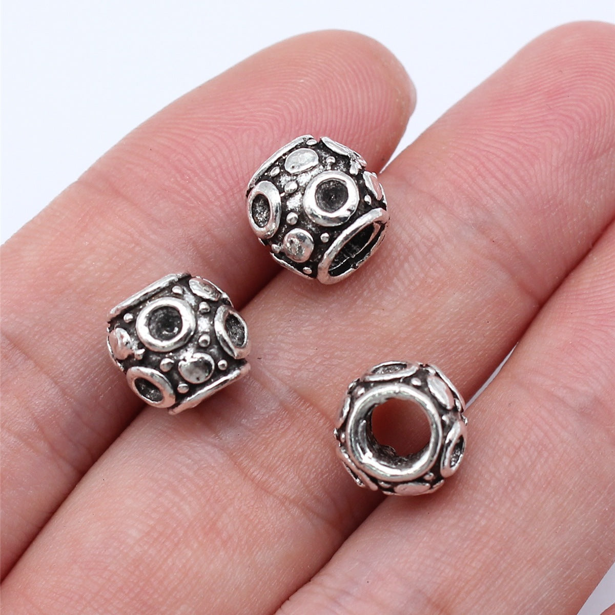 10x10mm 2.3g Antique Silver Zinc Alloy Spacer Large Hole Beads for Bracelet Necklace DIY Making