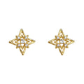 Gold Openwork Starburst Cubic Zirconia Stud Earrings view 5
