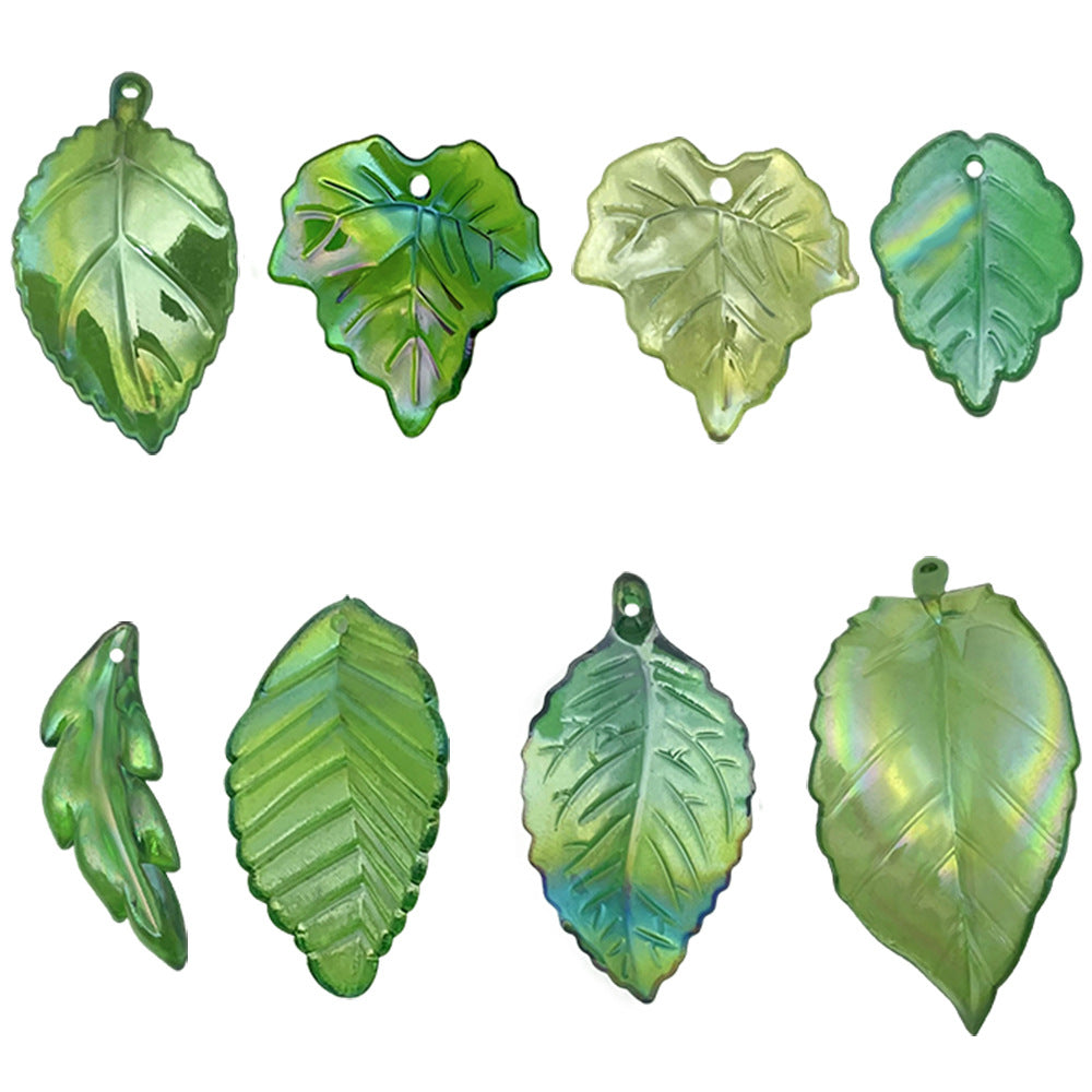 Acrylic Strawberry Leaf Charm Pendants