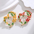 Red Green Heart Wreath Enamel Two Designs Metal Brooch Pin view 4
