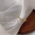 Gold Tone Sculptural Crossover Pearl Open Adjustable Ring For Women view 4