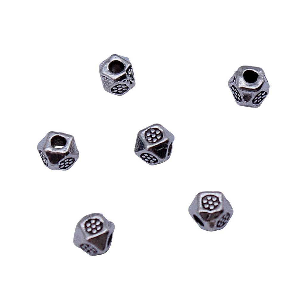 3.6x3.6x3.5mm 0.17g Antique Silver Zinc Alloy Patterned Small Hole Beads for Bracelet Necklace Jewelry Making