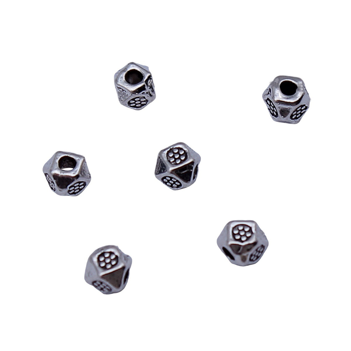 3.6x3.6x3.5mm 0.17g Antique Silver Zinc Alloy Patterned Small Hole Beads for Bracelet Necklace Jewelry Making