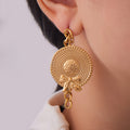 Bow Hat And Curb Chain Drop Earrings Gold Or Steel Tone view 3