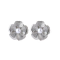 Sculpted Flower Pearl Look Statement Stud Earrings view 5