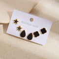 Black And White Geometric Six Piece Stud Earring Sets view 3