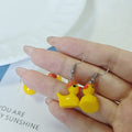 Yellow Duck Pumpkin Hat Fishhook Drop Earrings Pair view 2