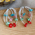 Floral Beaded Tassel Earrings In Three Color Designs view 7