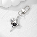 Silver Tone Star Cross Crystal Heart Clip Keychains in Four Colors view 6