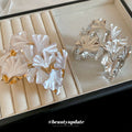 Ginkgo Leaf Cluster Open Cuff Bracelet 2 Metal Tones view 4