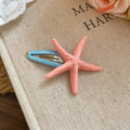 Resin Starfish Snap Hair Clips Pink Teal Thread Bases view 7