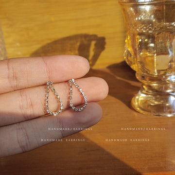 Clear Rhinestone Open Teardrop Stud Earrings Gold Tone