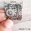 Antique Silver Floral Dual Band Wide Ring Sizes Alloy view 5